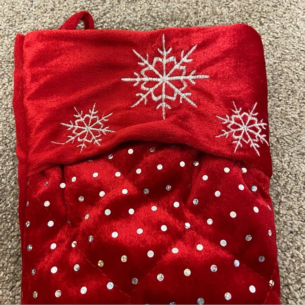 Red Velvet‎ Christmas Stocking with Snowflake Design